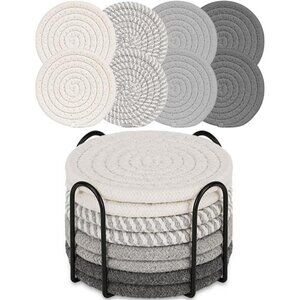 8 Pcs Minimalist Boho Coasters with Holder for Drinks